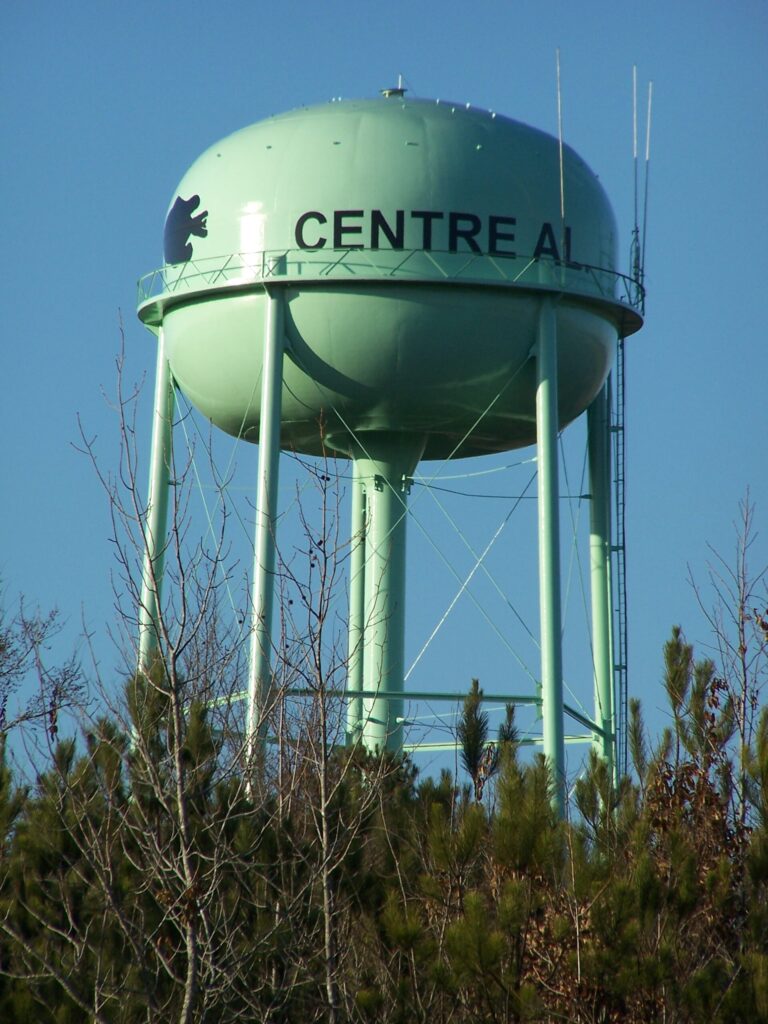 Centre, Alabama - water tank with fish logo